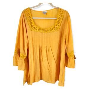 Avenue Women's Yellow Square Neckline Corchet Trim Size 26/28